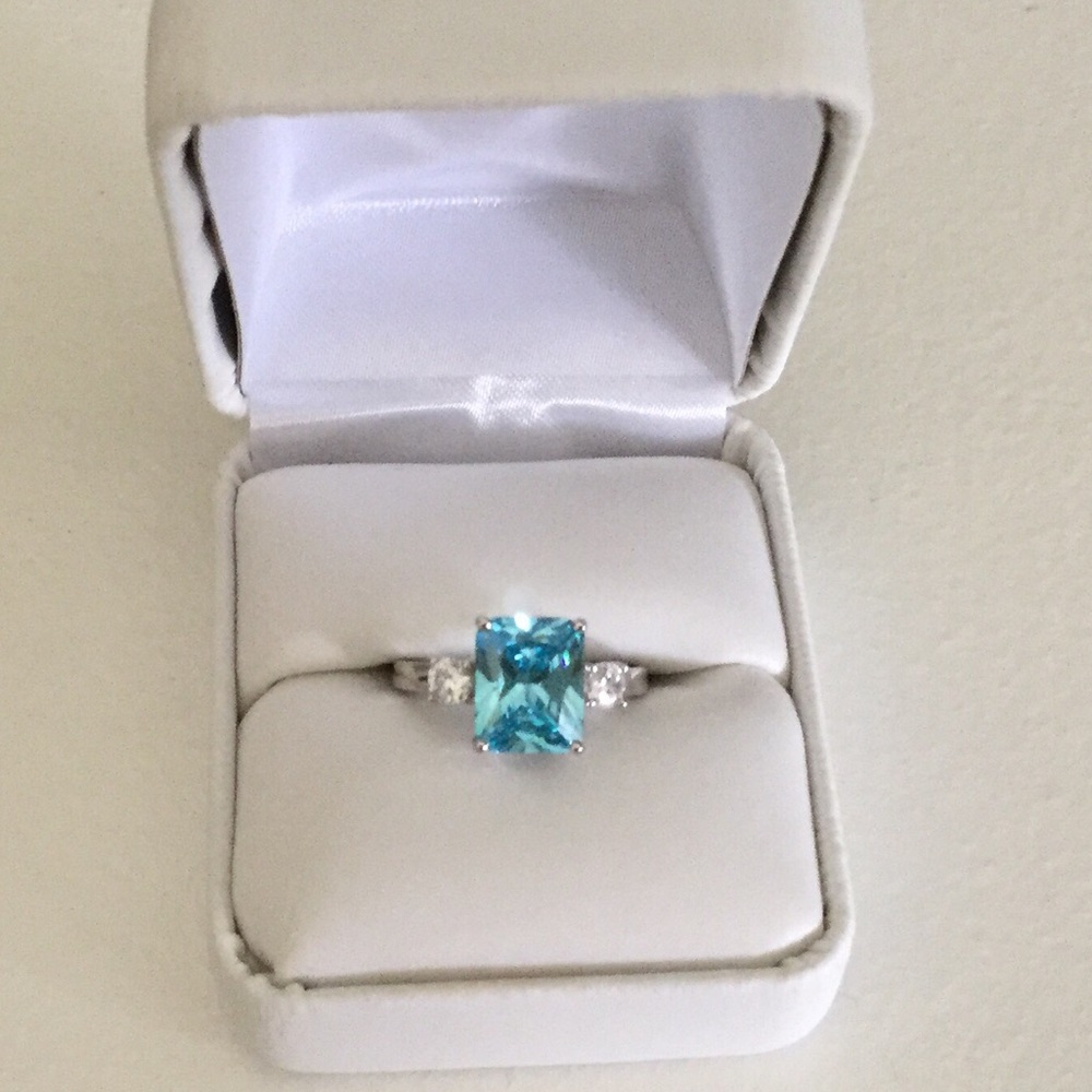 💥 S.Silver Aquamarine Crystal Ring - Picture 5 of 7